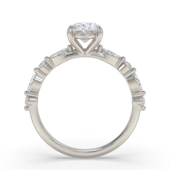 Oval Diamond Shoulder Set Ring