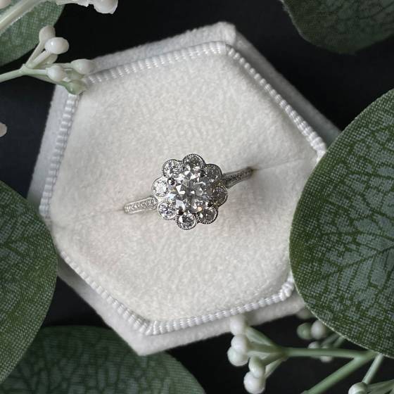 1.20ct SI2/E Round Natural Diamond Halo Ring