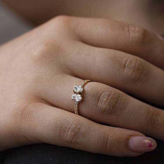 Oval Two Stone Diamond Ring