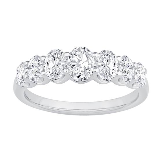 1.00ct 7 Stone Oval Diamond Graduated Shared Prong Eternity Ring