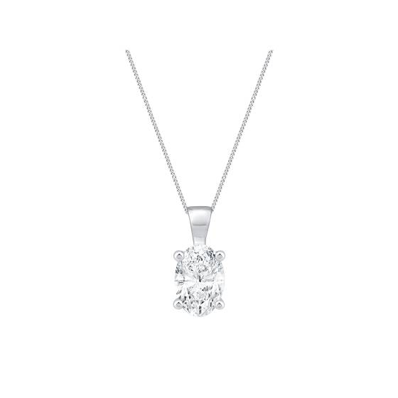 1.00ct VVS1/D-E Oval Cut Labgrown Four Claw Solitaire Pendant