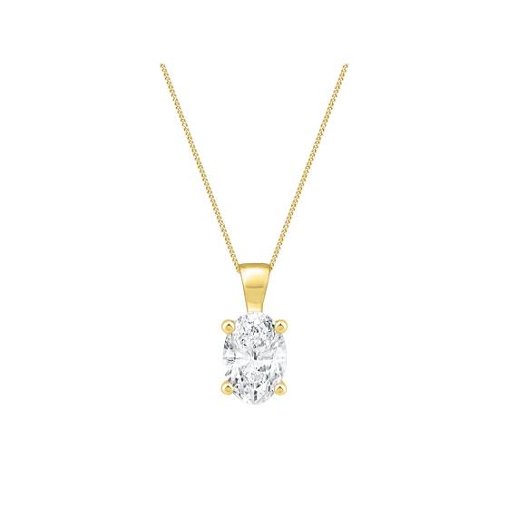 1.00ct VVS1/D-E Oval Cut Labgrown Four Claw Solitaire Pendant