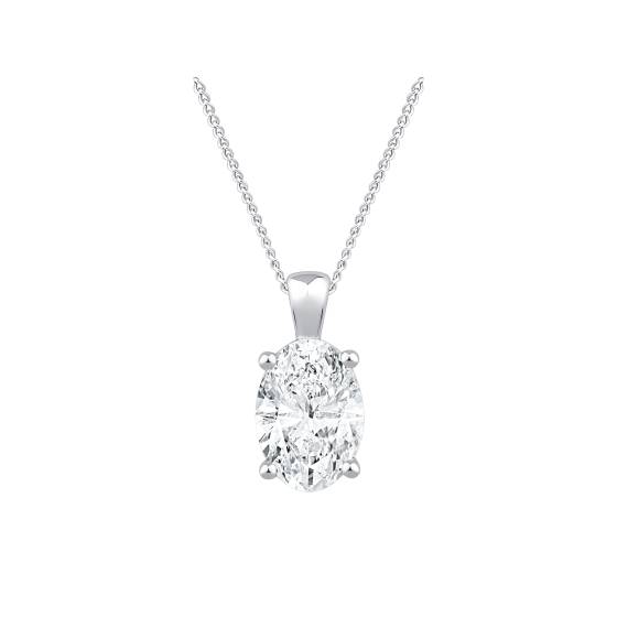 2.00ct VVS1/D-E Oval Cut Labgrown Four Claw Solitaire Pendant