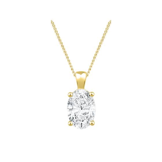 2.00ct VVS1/D-E Oval Cut Labgrown Four Claw Solitaire Pendant