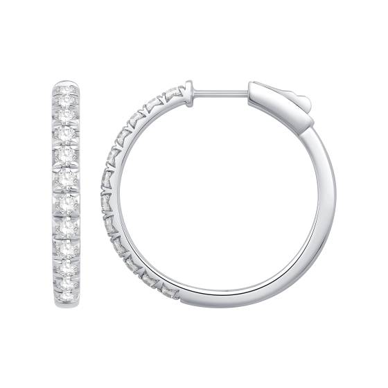 2.00ct VVS1/D-E Round Cut Labgrown Claw Set Hoop Earrings