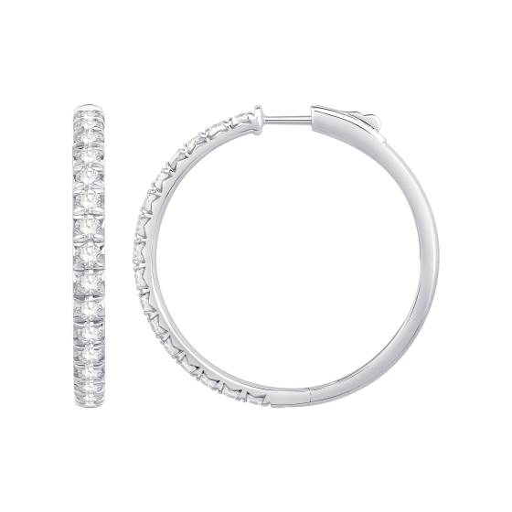 3.00ct VVS1/D-E Round Cut Labgrown Claw Set Hoop Earrings