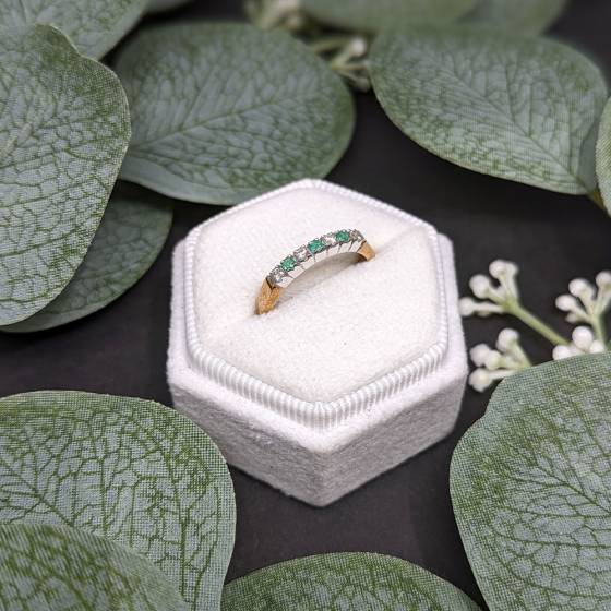 0.14ct VS/F-G Round cut Emerald Gemstone Ring