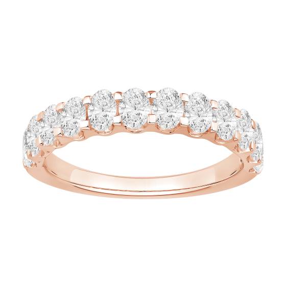 1.00ct Oval Diamond Eternity Ring Half Set Shared Prong