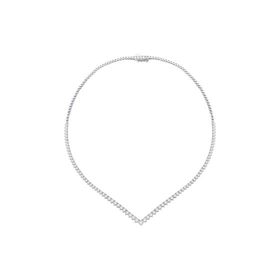 4.5ct V Shape Three Claw Round Diamond Tennis Necklace