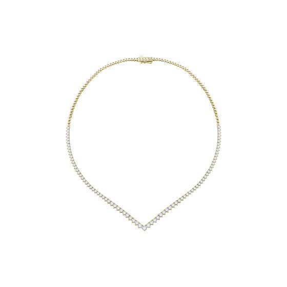 4.5ct V Shape Three Claw Round Diamond Tennis Necklace