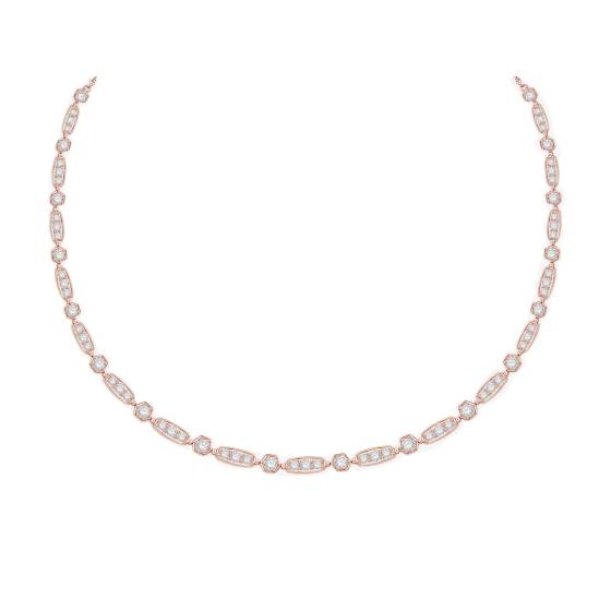5ct Round Diamond Bezel Set Designer Chain Necklace