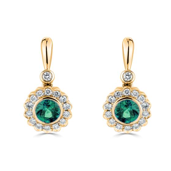 1.30ct Emerald Scalloped Drop Earrings
