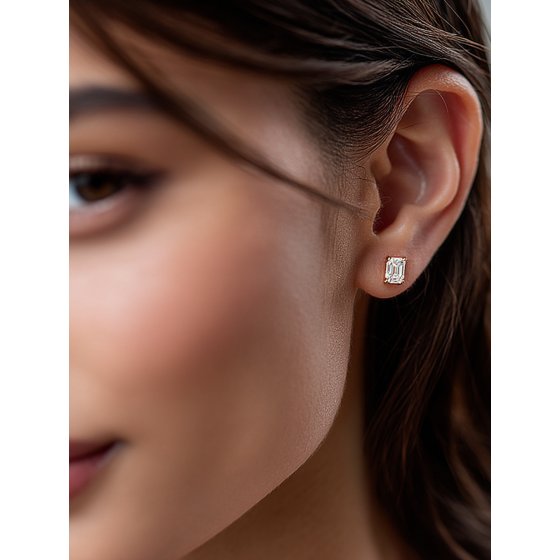 Emerald Diamond Halo Earrings