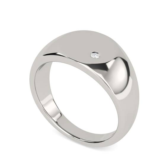 Round Diamond Gents Oval Signet Ring