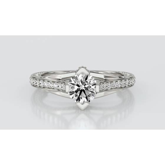 Round Diamond Designer Vintage Ring