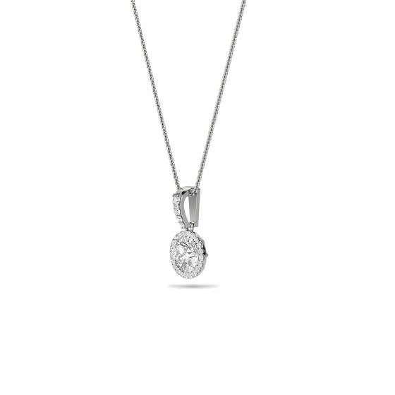 Round Diamond Single Halo Pendant