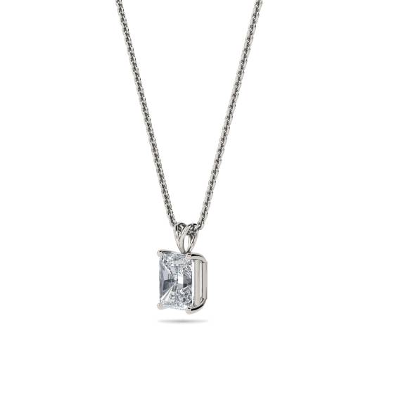 Modern Radiant Diamond Solitaire Pendant