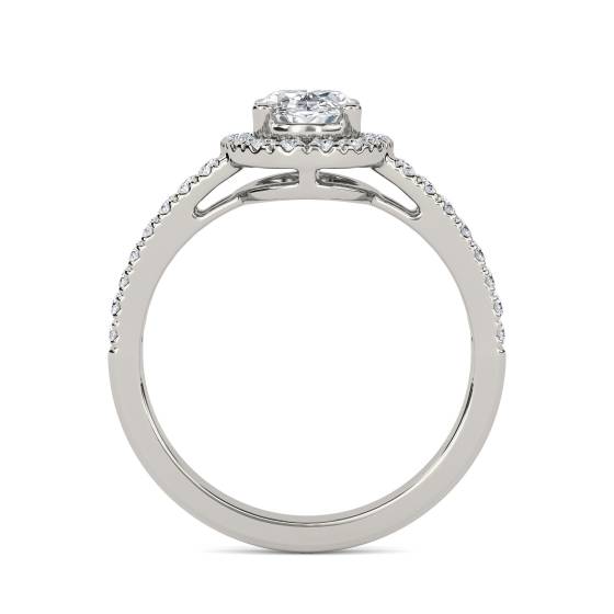 Oval Diamond Single Halo Shoulder Set Ring