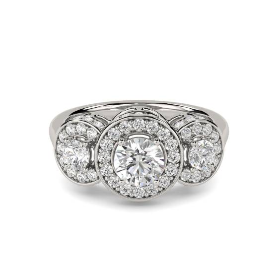 Round Diamond Bezel Set Designer Ring