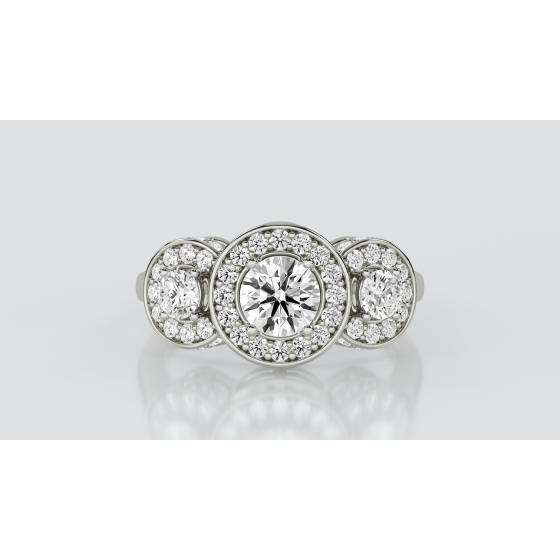 Round Diamond Bezel Set Designer Ring
