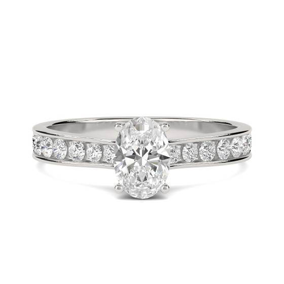 Oval Diamond Shoulder Set Ring