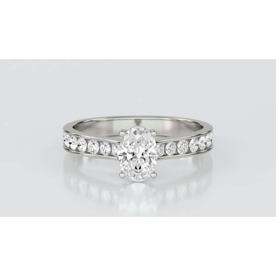 Oval Diamond Shoulder Set Ring