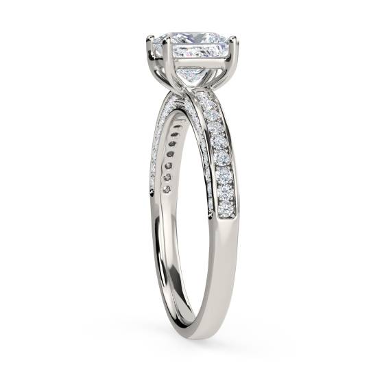 Unique Princess & Round Diamond Engagement Ring