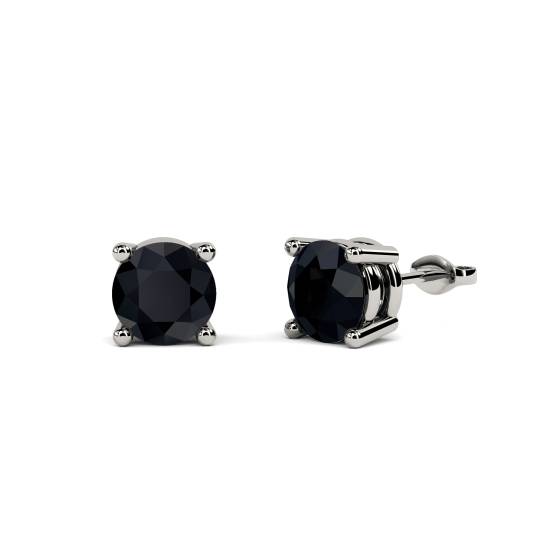 Round Black Diamond Earrings