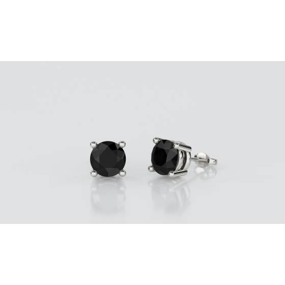 Round Black Diamond Earrings