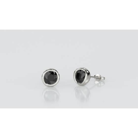Round Black Diamond Earrings
