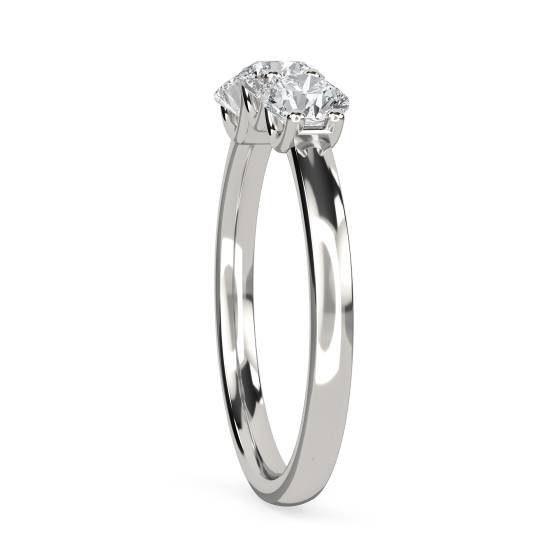 0.75ct VS/EF Round Natural Diamond Trilogy Ring