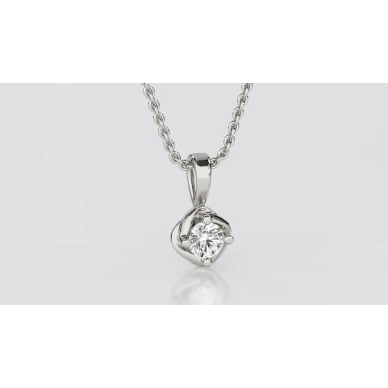 Love Knot Round Diamond Solitare Pendant