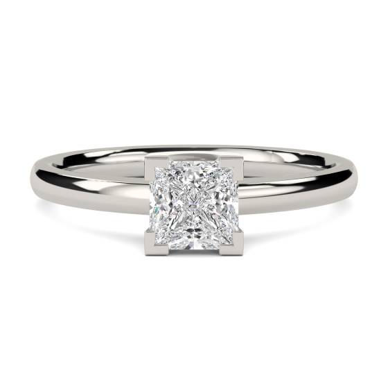 1.03ct SI2/F Princess Natural Diamond Engagement Ring