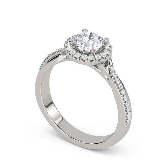 Round Diamond Single Halo Infinity Shoulder Set Ring