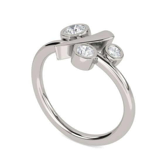 Unique Round Diamond Bezel Set Bubble Dress Ring