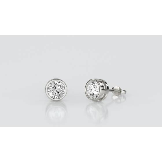 Round Diamond Bezel Set Designer Earrings