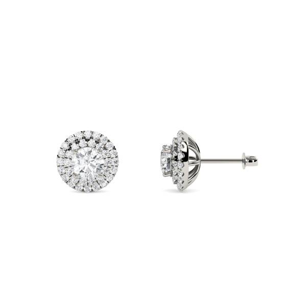Round Diamond Double Halo Earrings