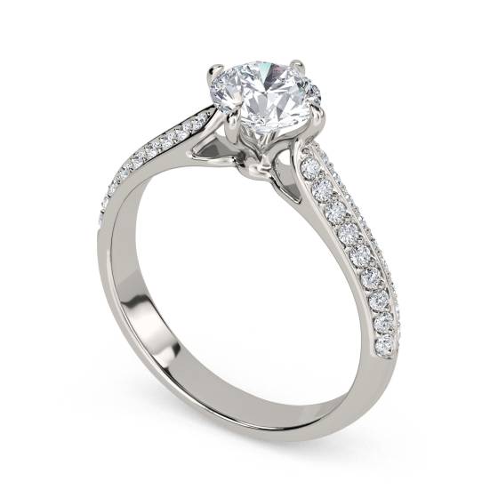 0.60ct VS/F-G Petite Round Diamond Shoulder Set Ring