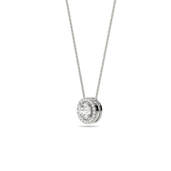 Round Diamond Single Halo Pendant