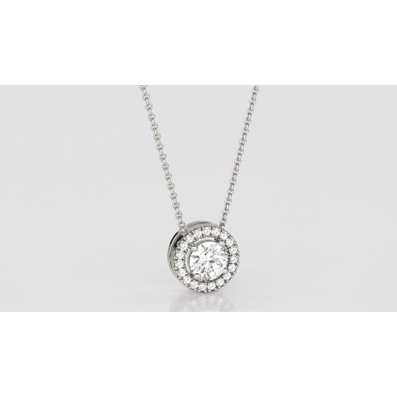 Round Diamond Single Halo Pendant