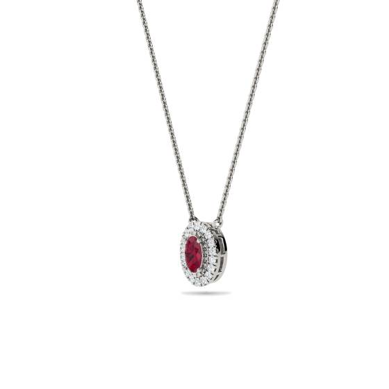 Oval Shaped Ruby and Diamond Pendant