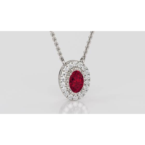 Oval Shaped Ruby and Diamond Pendant