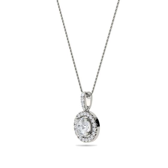 0.85ct Round Diamond Single Halo Pendant