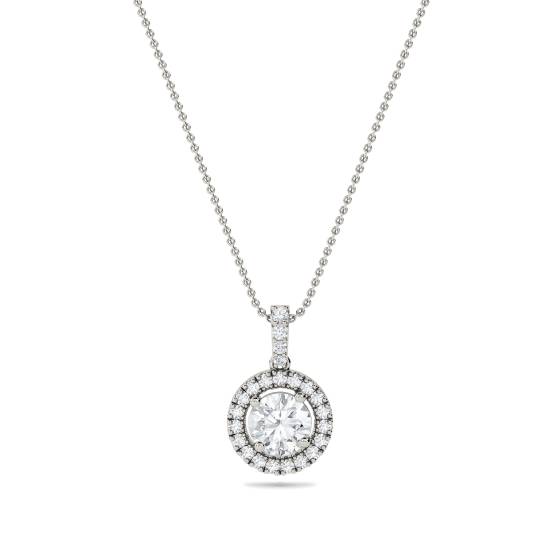 0.85ct Round Diamond Single Halo Pendant