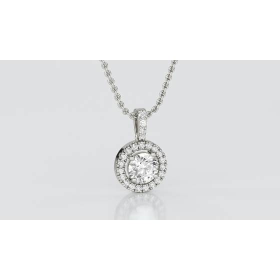 0.85ct Round Diamond Single Halo Pendant