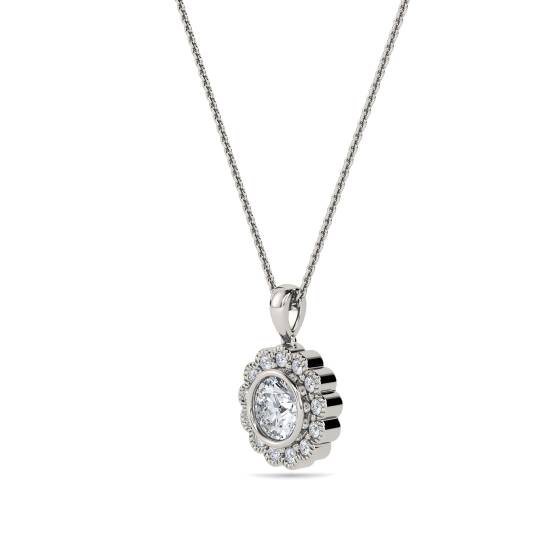 0.50ct Round Diamond Single Halo Pendant