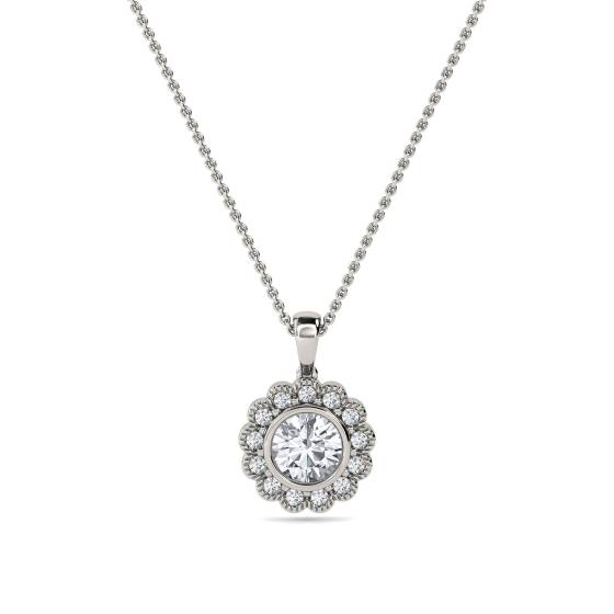 0.50ct Round Diamond Single Halo Pendant