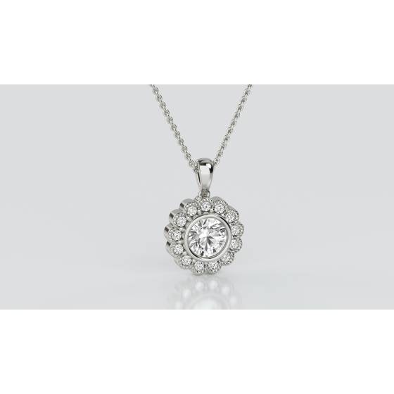 0.50ct Round Diamond Single Halo Pendant