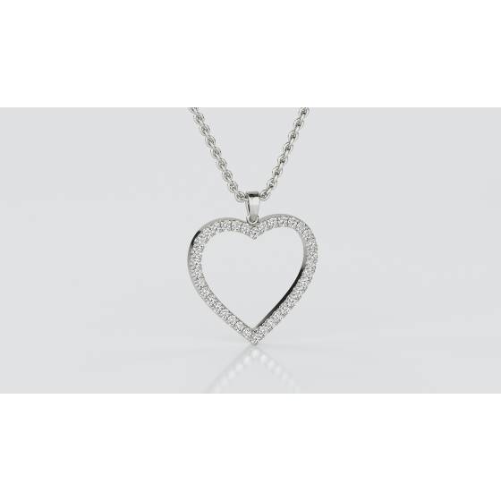 Classic Round Diamond Heart Pendant