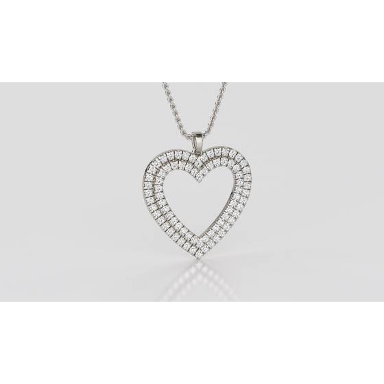 Classic Round Diamond Heart Pendant